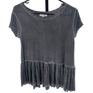 Ten Sixty Sherman‎ Size xs Gray Burnout Ruffle Tee